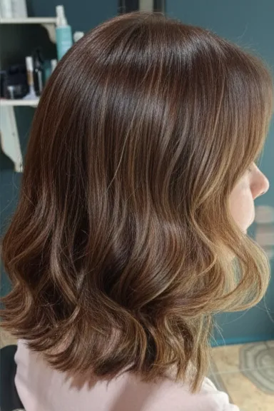 Resultado de coloración caramelo con acabado ondulado.