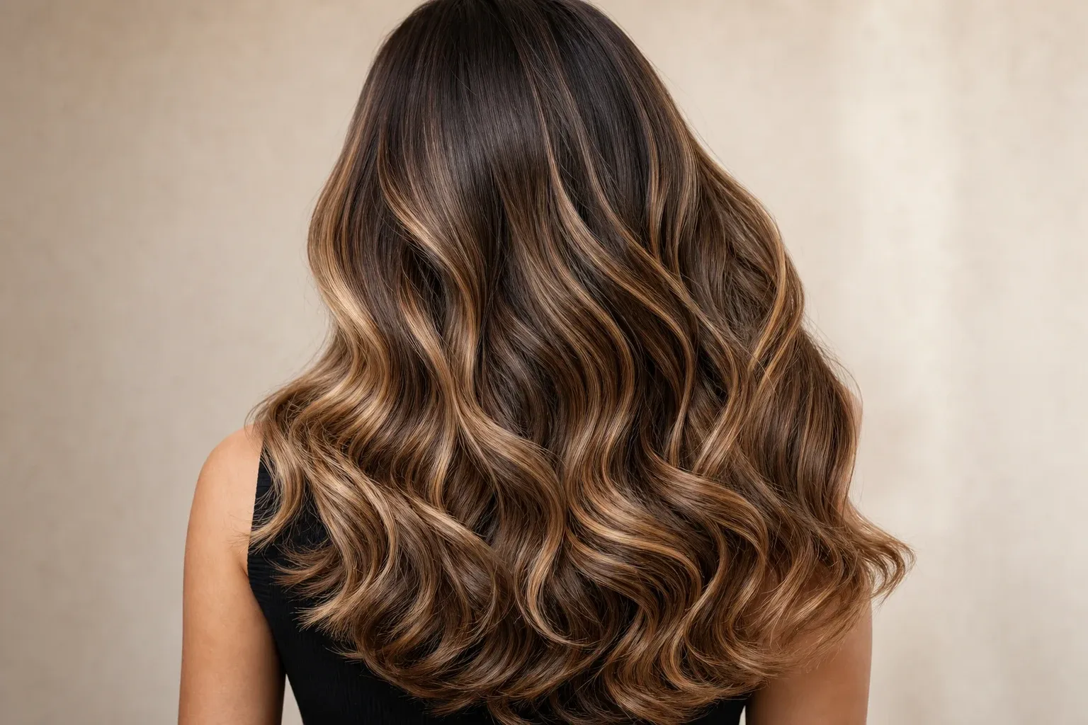 Resultado de coloración caramelo con acabado ondulado.