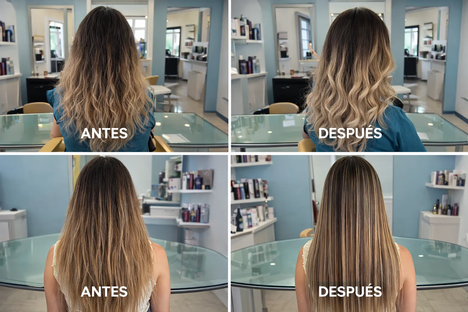 Resultados de tratamientos capilares realizados en Studio Visage.